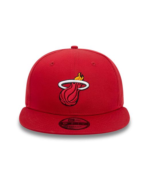KTZ Red Miami Heat Nba Rear Logo Dark 9fifty Snapback Cap for men