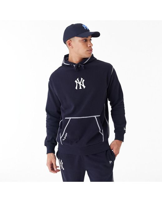 KTZ Blue New York Yankees Mlb World Series Navy Oversized Pullover Hoodie for men