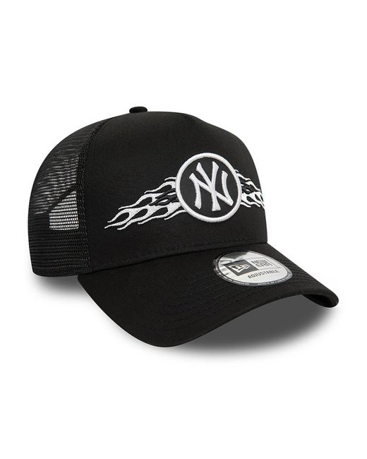 KTZ Black New York Yankees Mlb Flame 9forty A-frame Trucker Cap for men
