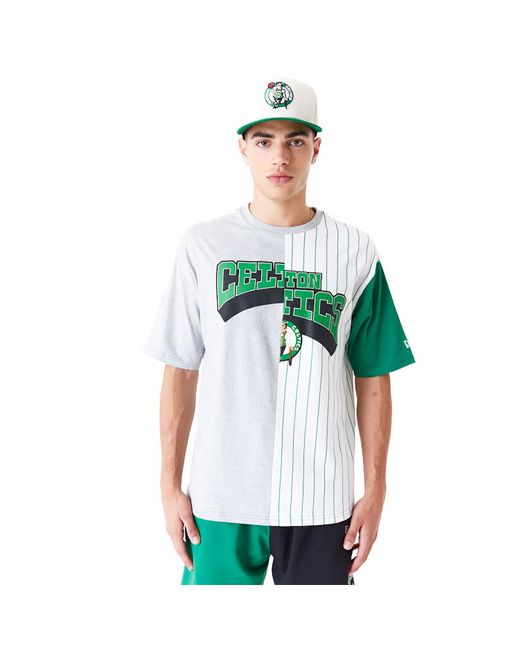 KTZ Green Boston Celtics Nba Half Pinstripe Oversized T-shirt for men