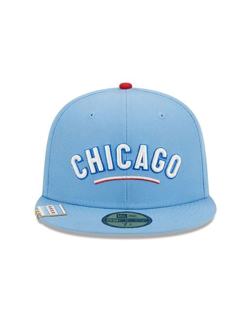 KTZ Chicago Cubs City Flag Light 59fifty Fitted Cap in Blue for