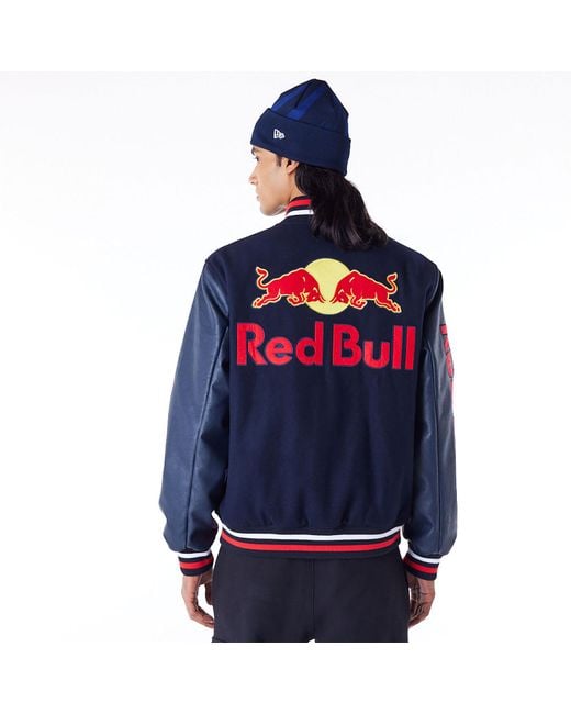 KTZ Blue Red Bull Sim Racing Navy Varsity Jacket for men