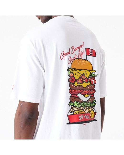 KTZ White Boston Red Sox Mlb Burger Graphic Oversized T-shirt for men