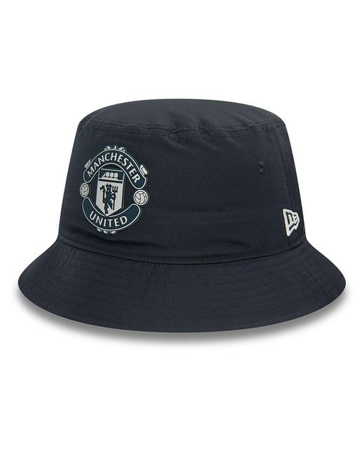 KTZ Manchester United Fc Rubber Woven Navy Bucket Hat in Blue for Men