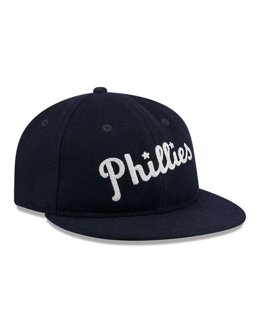 KTZ Blue Philadelphia Phillies Melton Wool Navy Retro Crown 9fifty Strapback Cap for men