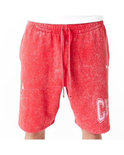 KTZ Red Chicago Bulls Nba Washed Shorts for men