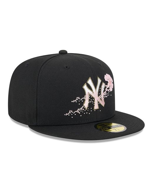 KTZ Black New York Yankees Dotted Floral 59fifty Fitted Cap for men