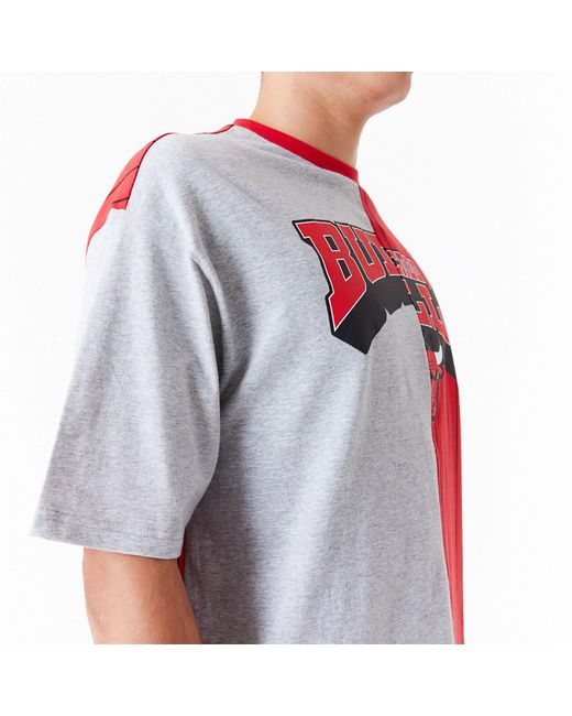KTZ Red Chicago Bulls Nba Half Pinstripe Oversized T-shirt for men