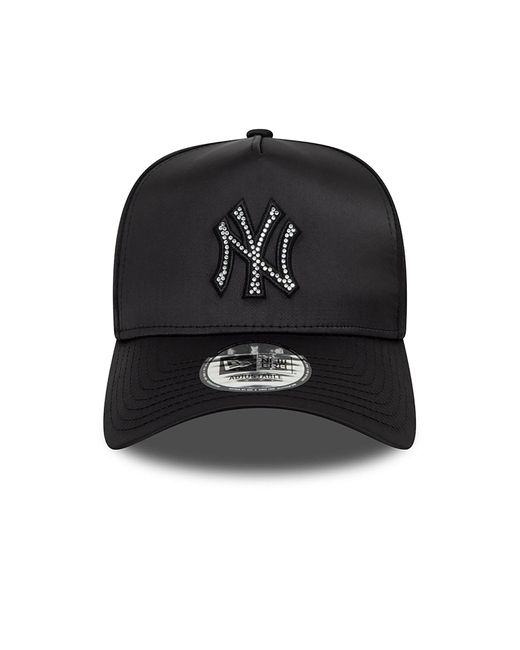 KTZ Black New York Yankees Mlb Satin Rhinestone 9forty E-frame Adjustable Cap for men