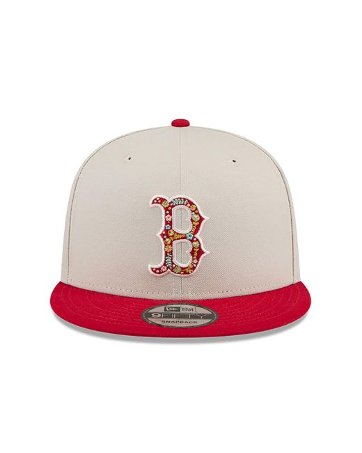 KTZ Natural Boston Red Sox Floral Fill Light Beige 9fifty Snapback Cap for men