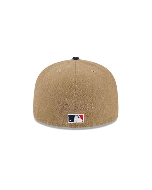 KTZ Brown Atlanta Braves Canvas Crown Beige 59fifty Fitted Cap for men