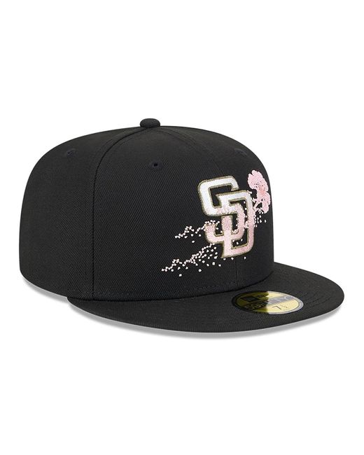 KTZ Black San Diego Padres Dotted Floral 59fifty Fitted Cap for men