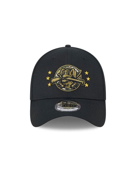 KTZ Black Charleston River Dogs Milb Armed Forces Day 2024 39thirty Stretch Fit Cap for men