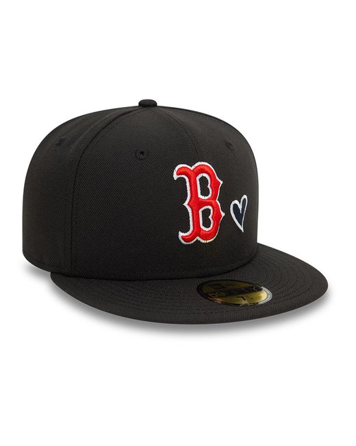 KTZ Black Boston Red Sox Mlb Team Heart 59fifty Fitted Cap for men