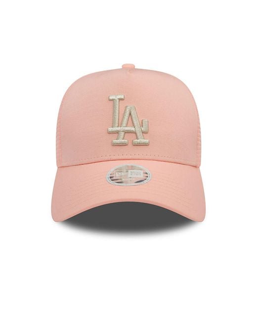 KTZ Pink La Dodgers Womens Metallic Pastel A-frame Trucker Cap for men