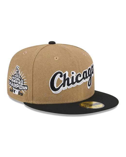 KTZ Green Chicago White Sox Canvas Crown Beige 59fifty Fitted Cap for men