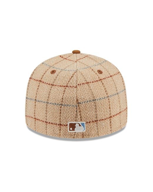 KTZ Natural La Dodgers Mlb Herringbone Check Beige Low Profile 59fifty Fitted Cap for men