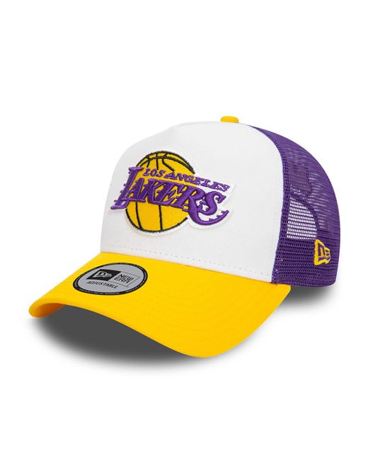 KTZ Yellow La Lakers Nba 9forty A-frame Trucker Cap for men