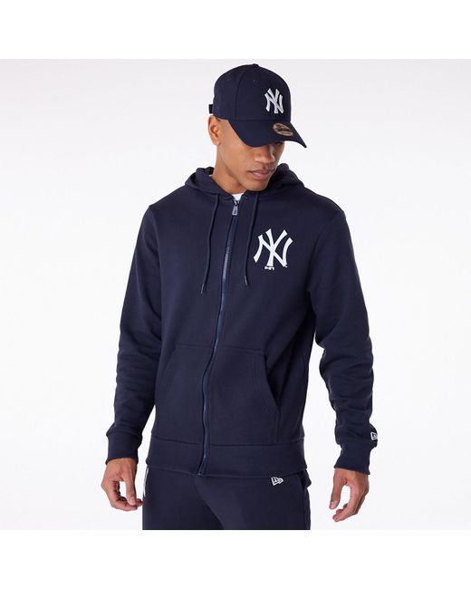 KTZ Blue New York Yankees Mlb Essential Navy Full Zip Hoodie for men