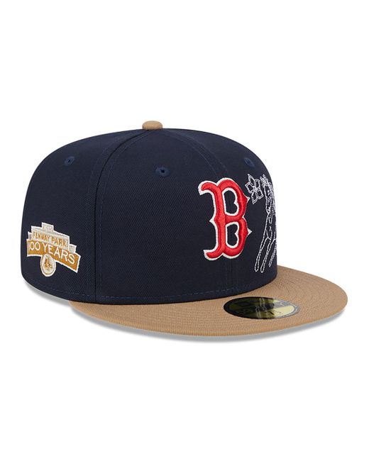 KTZ Blue Boston Red Sox Western Khaki Navy 59fifty Fitted Cap for men