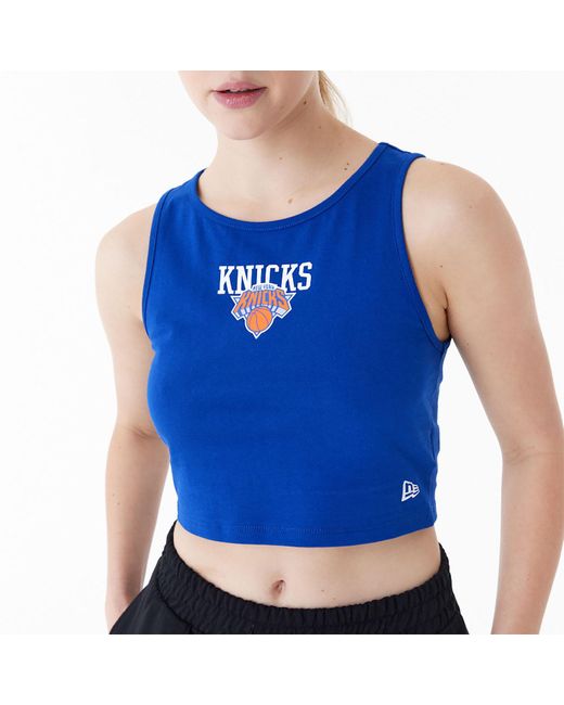 KTZ Blue New York Knicks Womens Nba Team Logo Crop Tank Top for men
