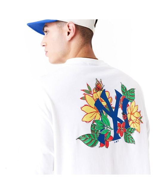 KTZ White New York Yankees Mlb Floral Graphic Oversized T-shirt for men