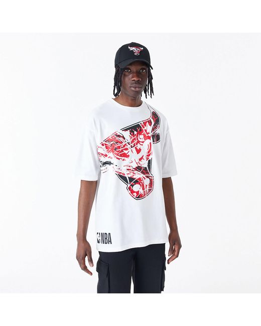 KTZ White Chicago Bulls Nba All Over Print Infill Oversized T-shirt for men