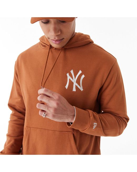 KTZ Brown New York Yankees League Essential Oversized Pullover Hoodie for men