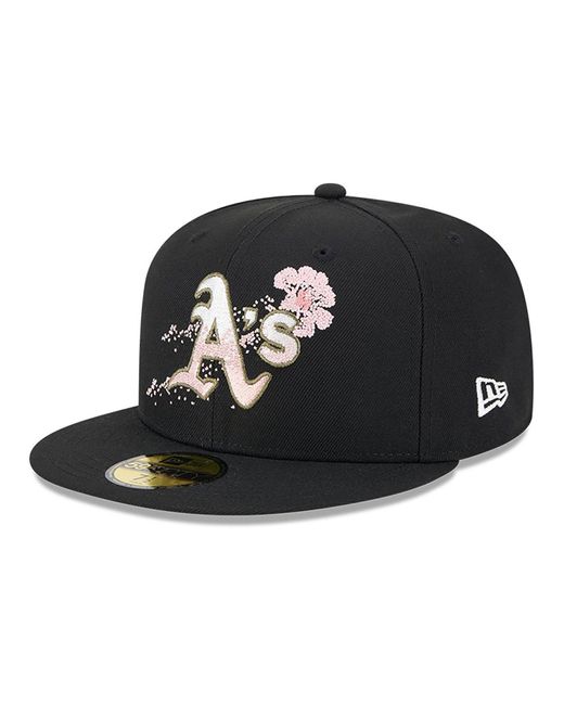 KTZ Black Oakland Athletics Dotted Floral 59fifty Fitted Cap for men