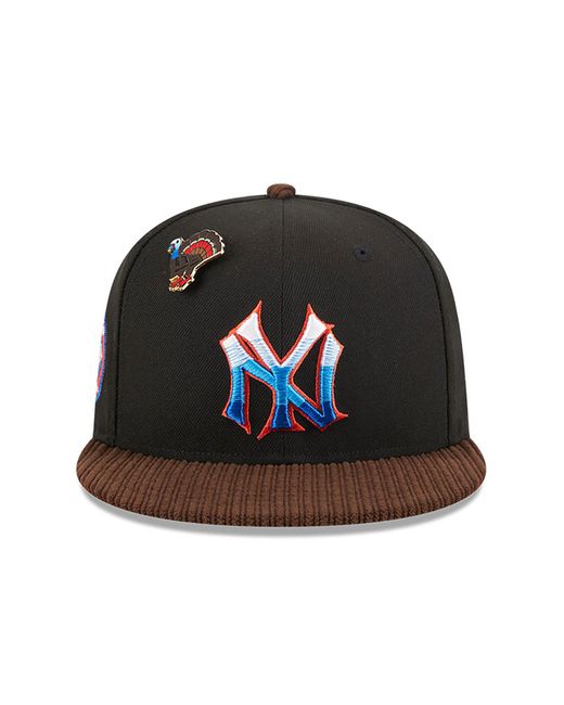 KTZ Black New York Yankees Mlb Cooperstown Feathered Cord 59fifty Fitted Cap for men