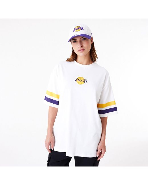KTZ White La Lakers Nba Arch Graphic Oversized T-shirt for men