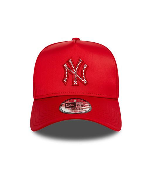 KTZ Red New York Yankees Mlb Satin Rhinestone 9forty E-frame Adjustable Cap for men