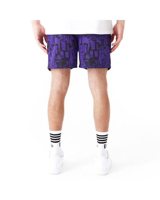KTZ Blue La Lakers Nba All Over Print Shorts for men