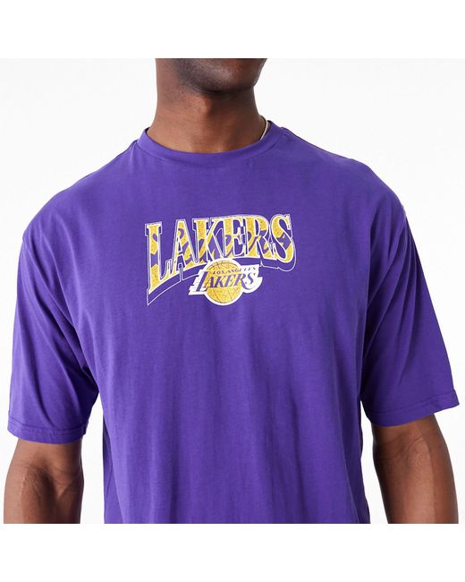 KTZ Purple La Lakers Nba Championship Oversized T-shirt for men