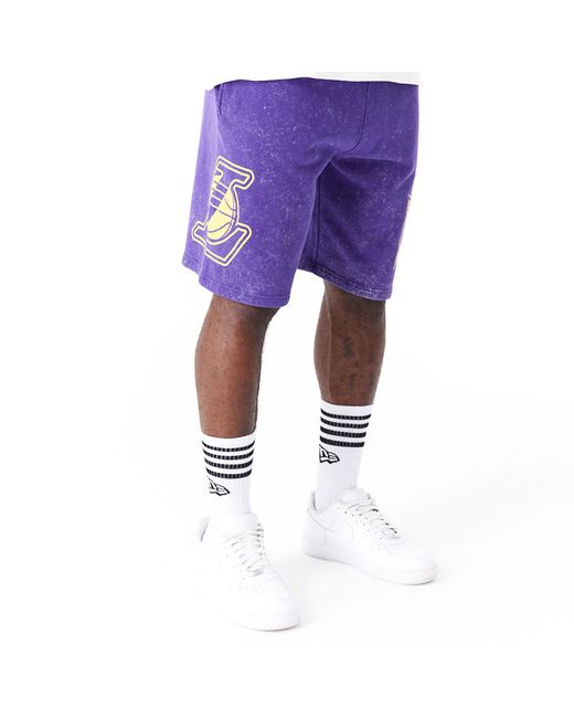 KTZ Purple La Lakers Nba Washed Shorts for men