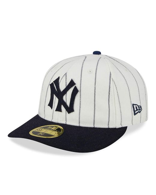 KTZ Blue New York Yankees Cooperstown Mlb Stripe Chrome Retro Crown 59fifty Fitted Cap for men