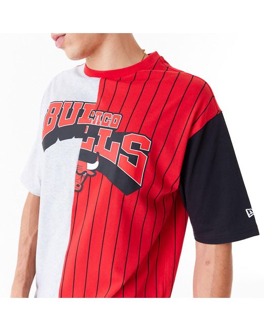 KTZ Red Chicago Bulls Nba Half Pinstripe Oversized T-shirt for men