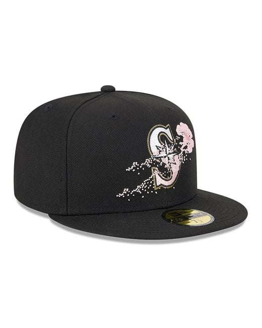 KTZ Black Seattle Mariners Dotted Floral 59fifty Fitted Cap for men