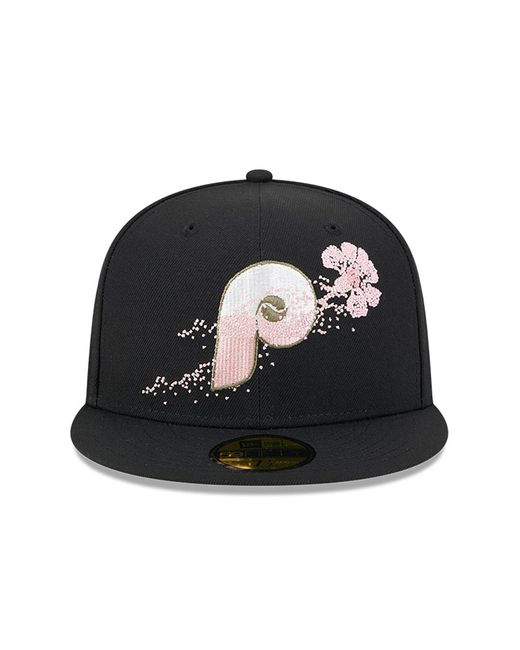 KTZ Black Philadelphia Phillies Dotted Floral 59fifty Fitted Cap for men