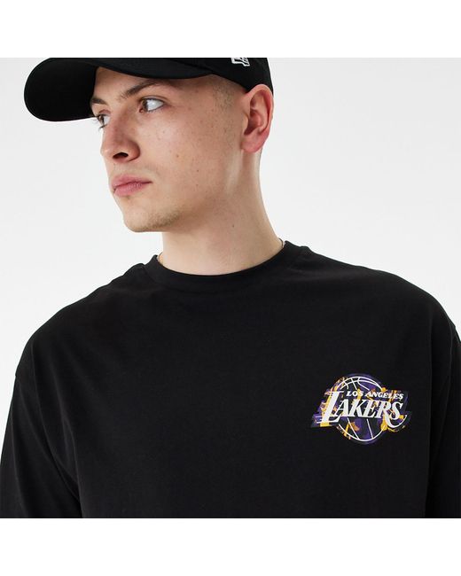 LA Lakers NBA Infill Logo White Oversized T-Shirt