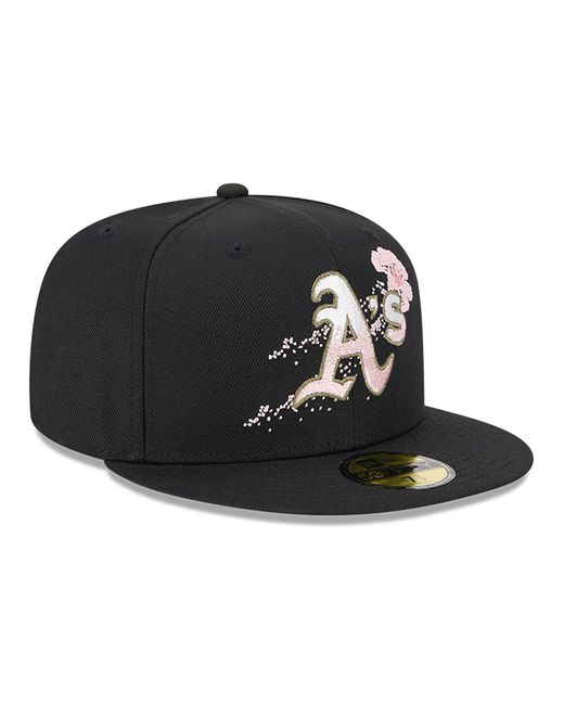 KTZ Black Oakland Athletics Dotted Floral 59fifty Fitted Cap for men
