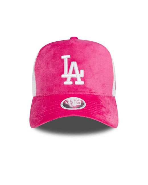 KTZ Pink La Dodgers Womens Velour A-frame Trucker Cap for men