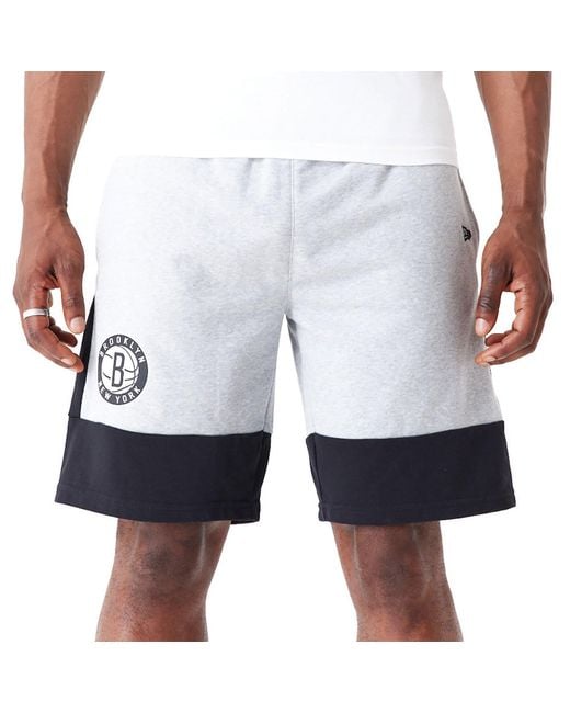 KTZ White Brooklyn Nets Nba Colour Block Shorts for men