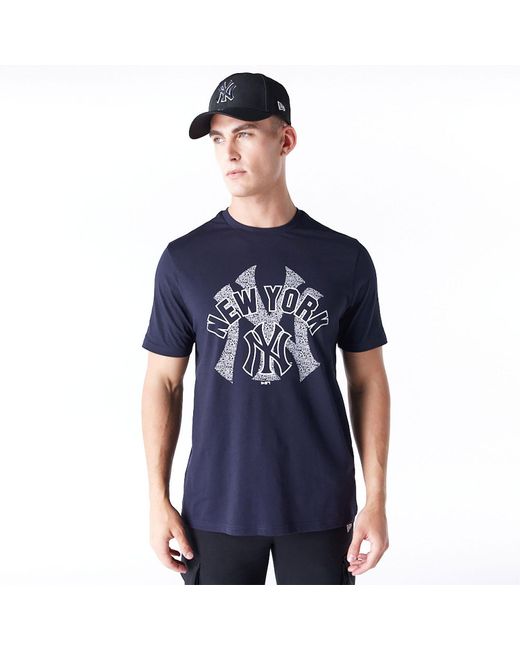 KTZ Blue New York Yankees Mlb Team Logo Graphic Navy T-shirt for men