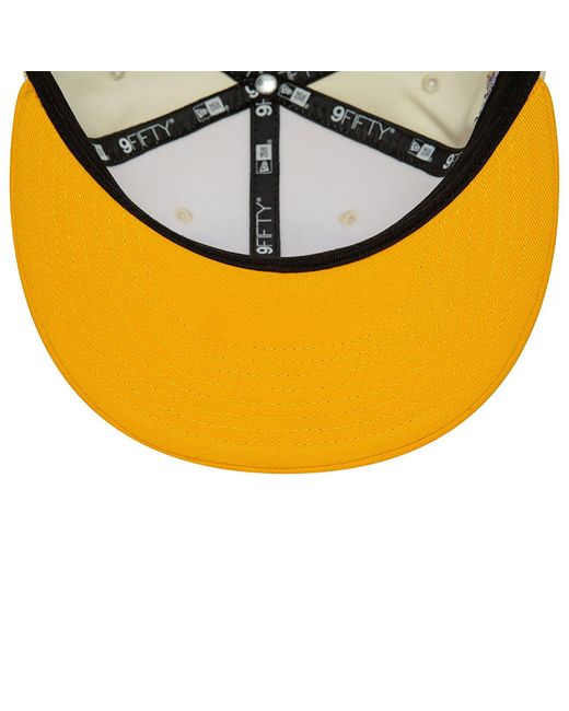 KTZ Yellow Atlanta Braves Mlb Floral Stone 9fifty Snapback Cap for men