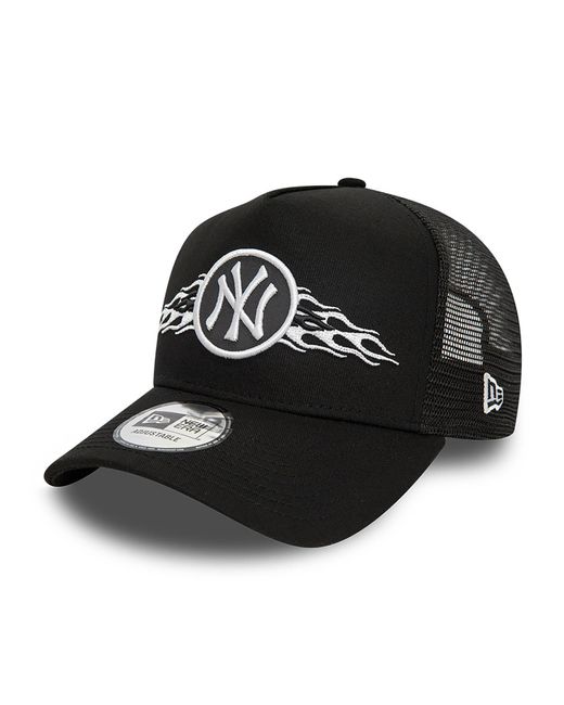 KTZ Black New York Yankees Mlb Flame 9forty A-frame Trucker Cap for men