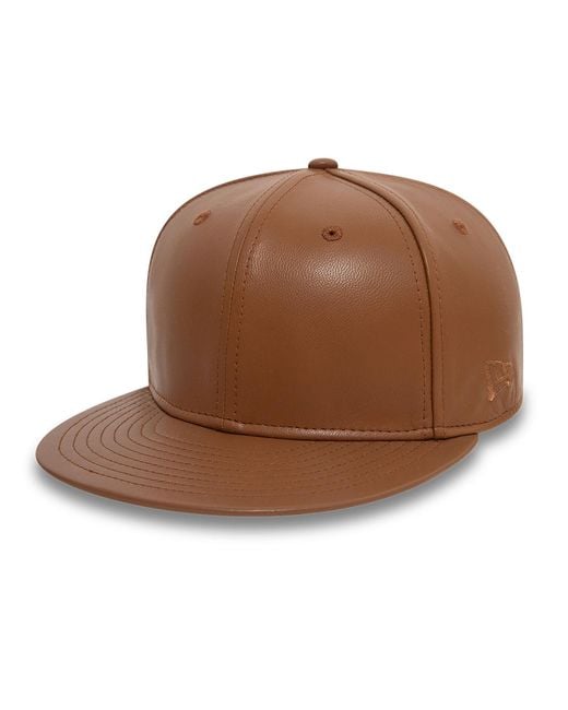 KTZ Brown New Era Leather Tan 59fifty Fitted Cap for men