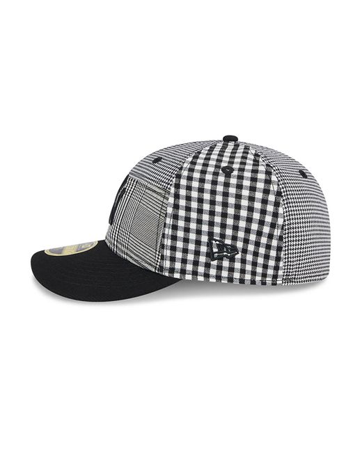 KTZ Black New York Yankees Patch Plaid Low Profile 59fifty Fitted Cap for men