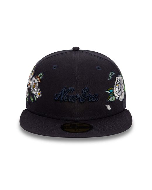 KTZ Black New Era Flower Icon Navy 59fifty Fitted Cap for men