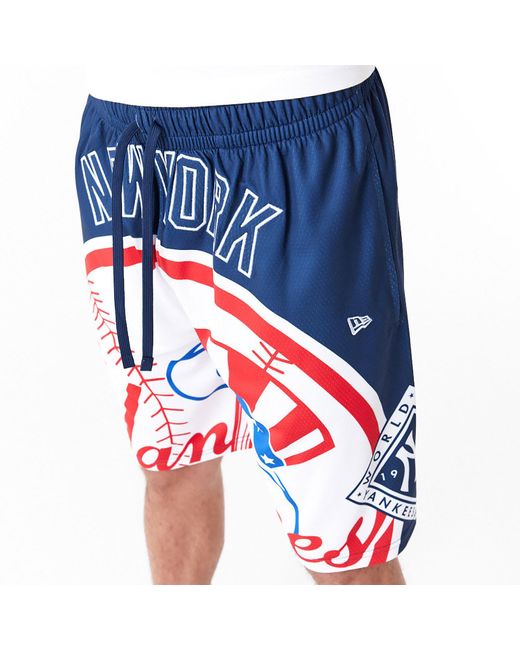 KTZ Red New York Yankees Mlb Large Logo Dark Shorts for men